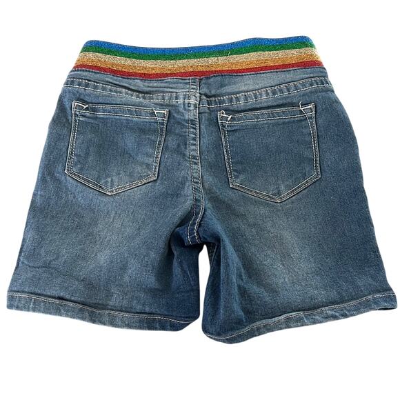Vigoss The Chelsea Shorts Girls 6 Blue Denim Jeans Shorts Rainbow Unicorn - Picture 2 of 9